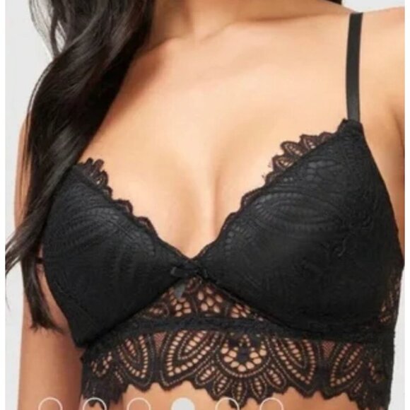 Fredericks of Hollwood Finley Lace Bralette Bra Black Size XL Black - Picture 1 of 9